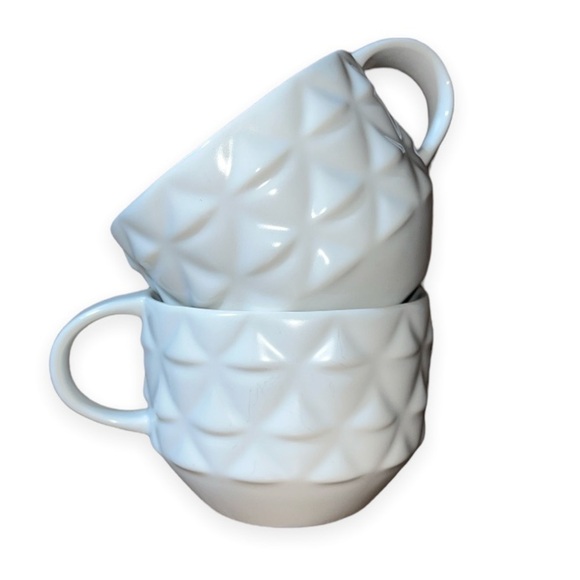 Starbucks Coffee‎ Set of 2 2013 Mugs White Bone China Triangle Geometric Pattern - Picture 1 of 12
